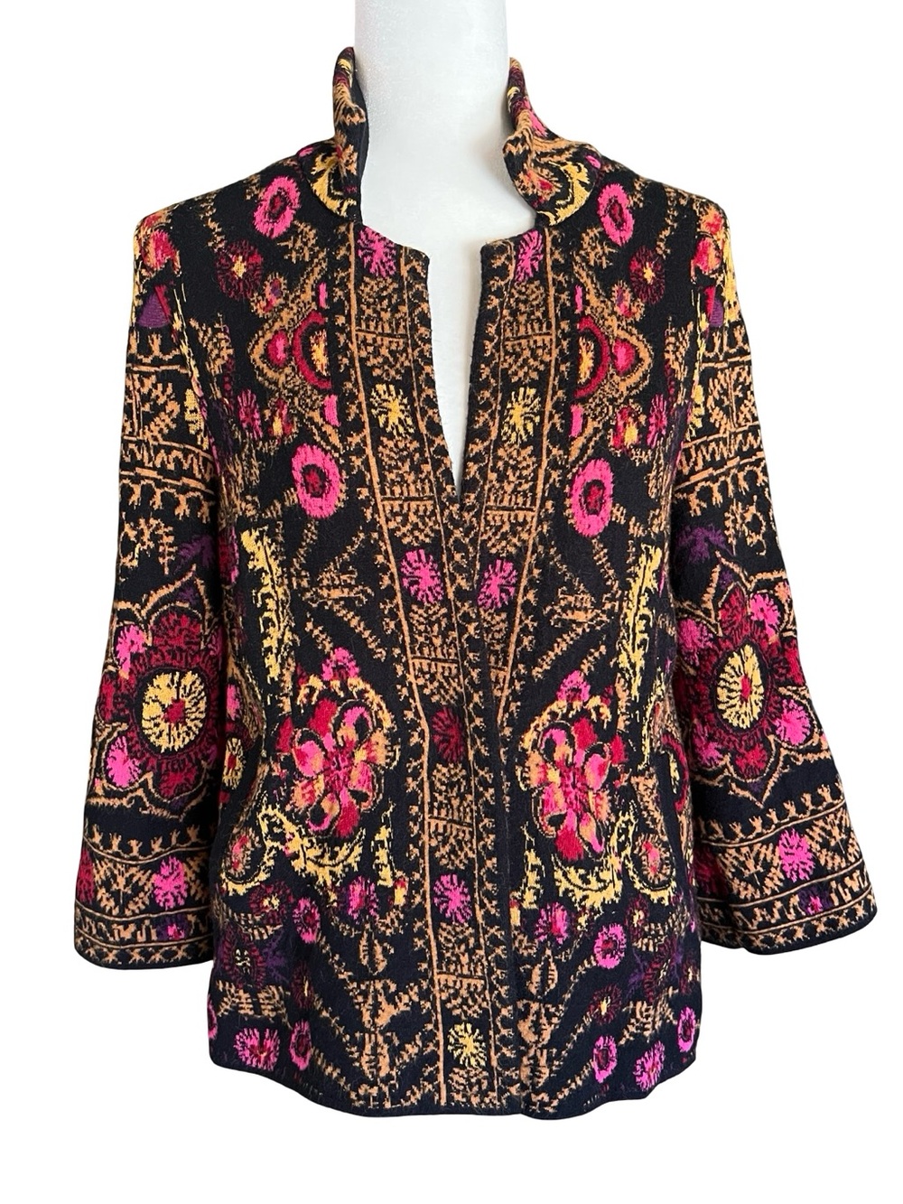 MOTH Anthropologie Payton Jacquard Floral Boho Luxe Cardigan Sweater Jacket Sz S